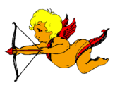 Desenho Cupido a voar pintado por fgdf