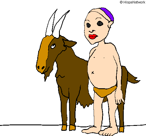 Desenho Cabra e criança africana pintado por joão miguel