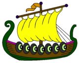 Desenho Barco viking pintado por barco
