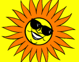Desenho Sol com óculos de sol pintado por gabriela