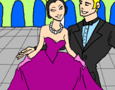 Desenho Princesa e príncipe no baile pintado por  vitoria zilio