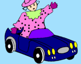 Desenho Boneca em carro descapotável pintado por Julia