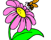 Desenho Margarida com abelha pintado por Eduarda(duda)