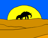 Desenho Elefante ao amanhecer pintado por teté