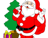 Desenho Santa Claus e uma árvore de natal pintado por daniela