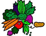 Desenho verduras pintado por Lica