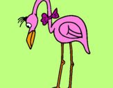 Desenho Flamingo com passarita pintado por Luise B. Gaio