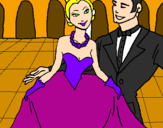 Desenho Princesa e príncipe no baile pintado por DANYELL