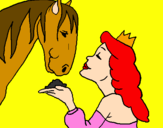 Desenho Princesa e cavalo pintado por vitoria  m    ribas