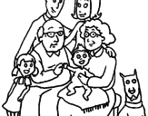 Desenho Família pintado por Bidu.