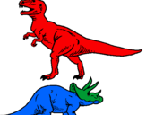 Desenho Tricerátopo e tiranossauro rex pintado por dsvi