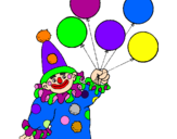 Desenho Palhaço com balões pintado por palhaço