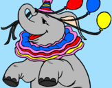 Desenho Elefante com 3 balões pintado por animais