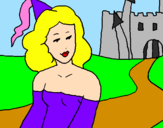 Desenho Princesa e castelo pintado por Dyna