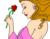 Desenho Princesa com uma rosa pintado por Luan