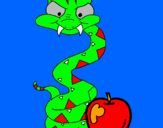 Desenho Serpente e maçã pintado por   Duarte Nunes