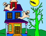 Desenho Casa do terror pintado por piupiu