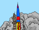 Desenho Lançamento foguete pintado por desenhisatas