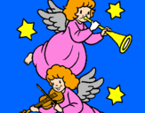 Desenho Anjos musicais pintado por carolina