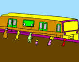 Desenho Passageiros à espera do comboio pintado por lays
