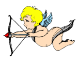 Desenho Cupido a voar pintado por amor