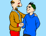 Desenho Pai e filho apertam a mão pintado por agustin