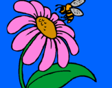 Desenho Margarida com abelha pintado por Willma Karlla