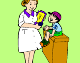 Desenho Enfermeira e menino pintado por raylla