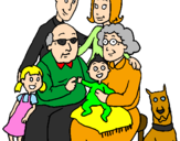 Desenho Família pintado por familia unida