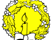 Desenho Coroa de natal e uma vela pintado por thommas e caua  e  natica