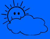 Desenho Sol e nuvem pintado por tyeufgrtvxzahjluop087213