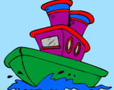 Desenho Barco no mar pintado por julia