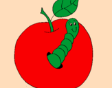 Desenho Maçã com lagarto pintado por fruta