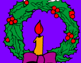 Desenho Coroa de natal e uma vela pintado por sofia s