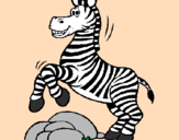 Desenho Zebra a saltar pedras pintado por Duda Bella