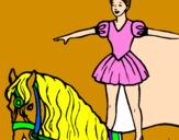 Desenho Trapezista em cima do cavalo pintado por Priscilla