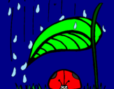 Desenho Joaninha protegida da chuva pintado por Tamires