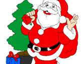 Desenho Santa Claus e uma árvore de natal pintado por bruna