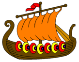 Desenho Barco viking pintado por talita