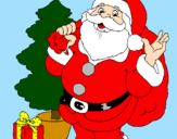 Desenho Santa Claus e uma árvore de natal pintado por Luiz Augusto