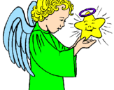 Desenho Anjo e estrela pintado por joao marcelo