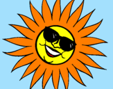 Desenho Sol com óculos de sol pintado por gabinha 