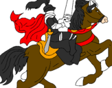 Desenho Cavaleiro a cavalo pintado por rg