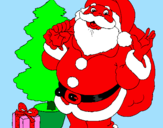 Desenho Santa Claus e uma árvore de natal pintado por RENAN FELIPE