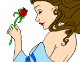 Desenho Princesa com uma rosa pintado por Beatriz