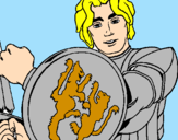 Desenho Cavaleiro com escudo de leão pintado por titi