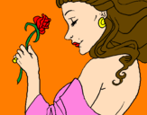 Desenho Princesa com uma rosa pintado por Carol