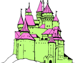 Desenho Castelo medieval pintado por beija-flor