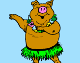 Desenho Porco havaiano pintado por a porquinha de João Vitor