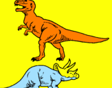 Desenho Tricerátopo e tiranossauro rex pintado por ANTÓNIO